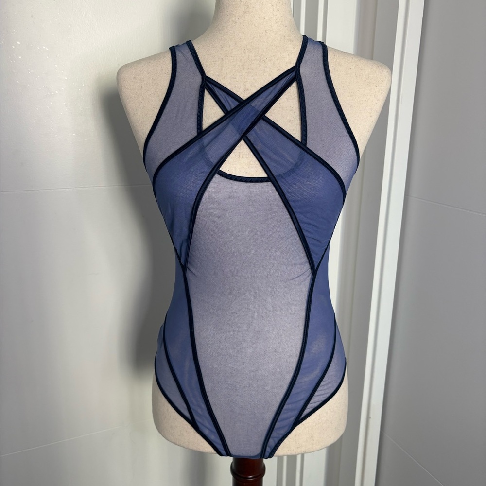 MarieMur Blue Grace Bodysuit with Black Trim Small